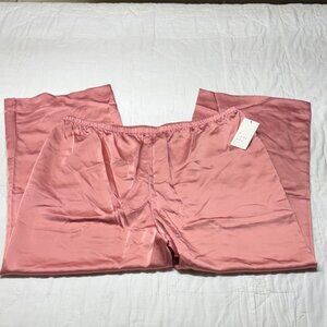 Pastel Blush Pink Satin Flowy Loose Fit Lounge Pants w/ Pockets 1X NWT
